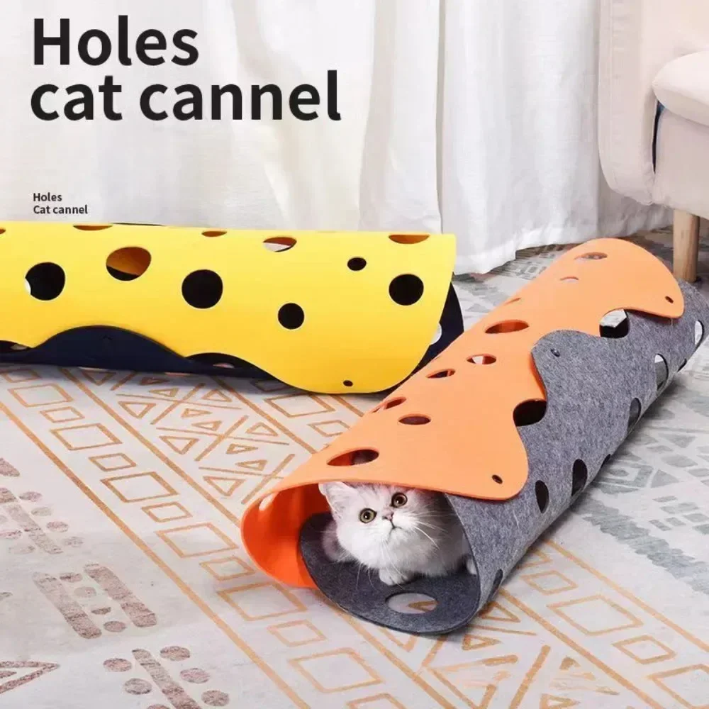 1PC Cat Tunnels Bed Foldable Pet Tunnel Tube Bed with Holes DIY Cats Play Mat Cat Activity Rug Toy for Interactive