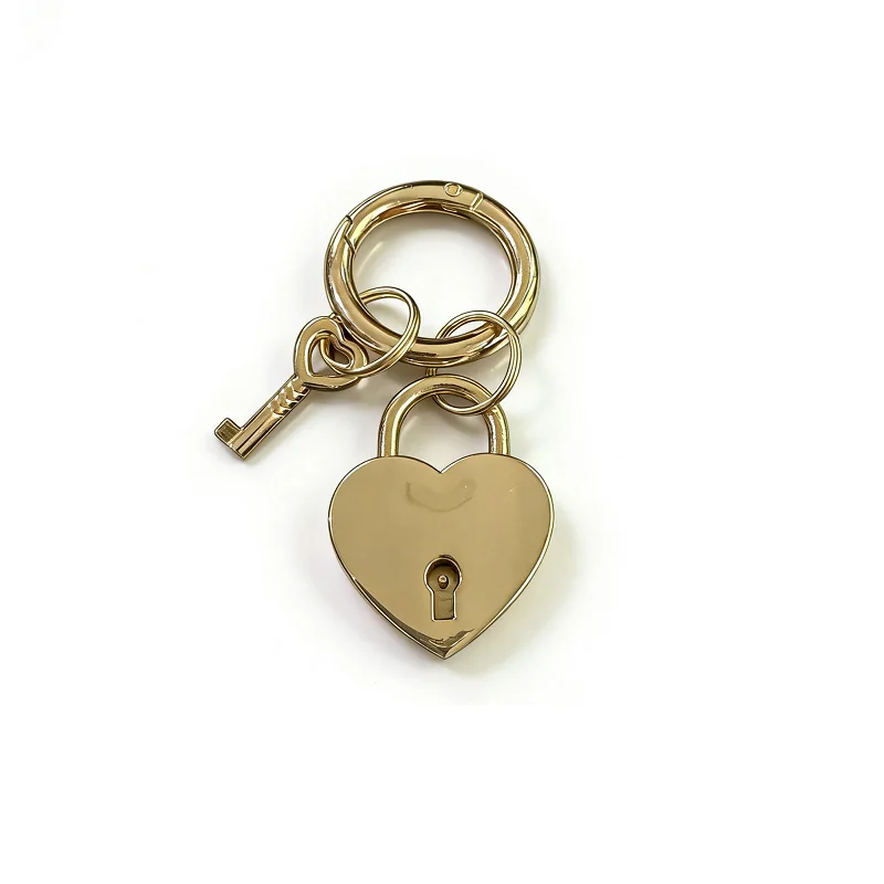 Cute Metal Heart Lock Keychain With Key Lock Up Your Bag Keep Your Things Safe Key Chain Anti-theft Handbag backpack Charm