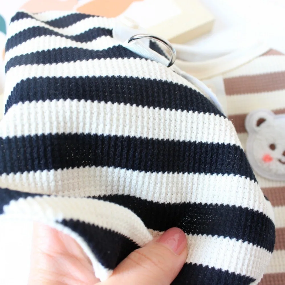 

Dogs Clothing Cute Pets Dog Clothes Small Bear Print with Leash Cat Striped T-Shirt Knitted Thin Dogs Waffle Grid Vest Chihuahua