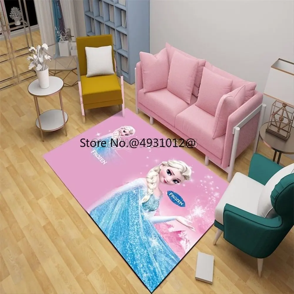 2023 Home Decor Carpet Baby Girls Kids Gift Cartoon Disney Bedroom Frozen Princess Anna Elsa Mat Non-Slip Rug Floor Doormat