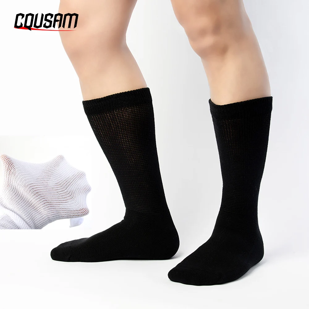 1Pair Men Women Soft Combed Cotton Knee High Calf Long Socks Seamless Toe Black White Gray Beige for Travel Sport Warm