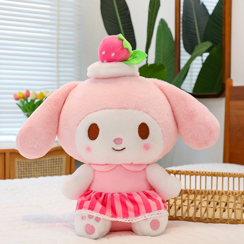 2026NEW Sanrio Fruit Series Kuromi & My Melody Plush Toy Cute Strawberry Themed Stuffed Doll Soft Plushie for Kids Birthday Gift