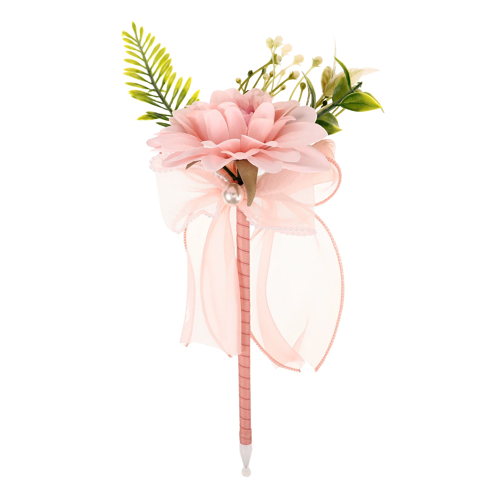 The Gift Fake Flowers Mother's Day Ballpoint Pen Bouquet Pole Artificial Simulation Pens Pink Decorative Staff