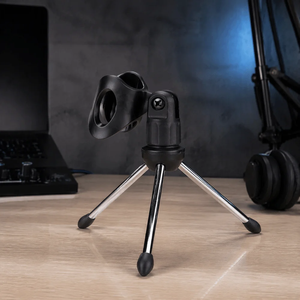 Stable ABS Material Mic Stand Holder Foldable Design Black Instrument stand Adjustable Tripod Stand For Studio Use