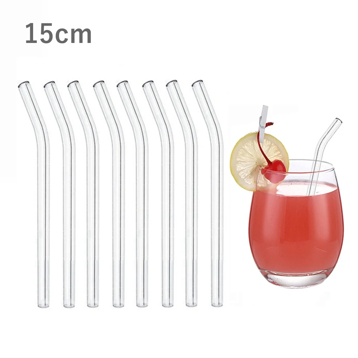 8Pcs 15cm Short Glass Straws Eco Friendly Reusable Drinking Straws 6INCH Mini Cocktail Straw for Bar Drinkware Beer Milkshakes