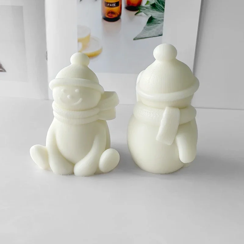 DIY Handmade Soap Scented Candles Plaster Christmas Ornaments Resin Gypsum Mold Creative Candle Making 3D Snowman Silicone Molds