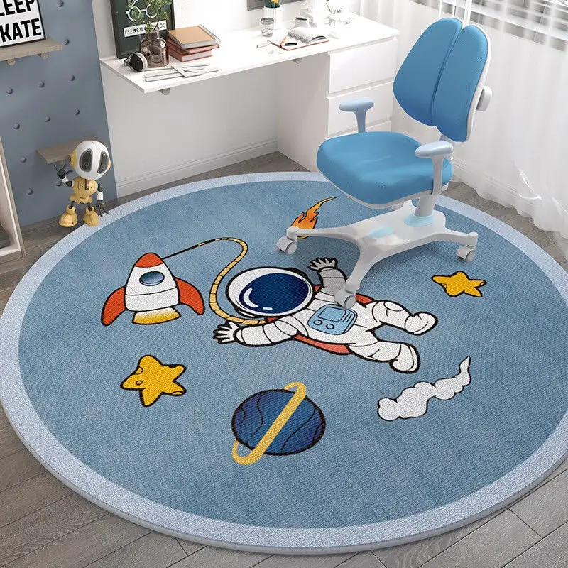 Space Man Cute Round Carpets Home Decor Game Large Area Rugs Living Room Bedroom Bedside Rug Study Room Chair Floor Mat Non-slip