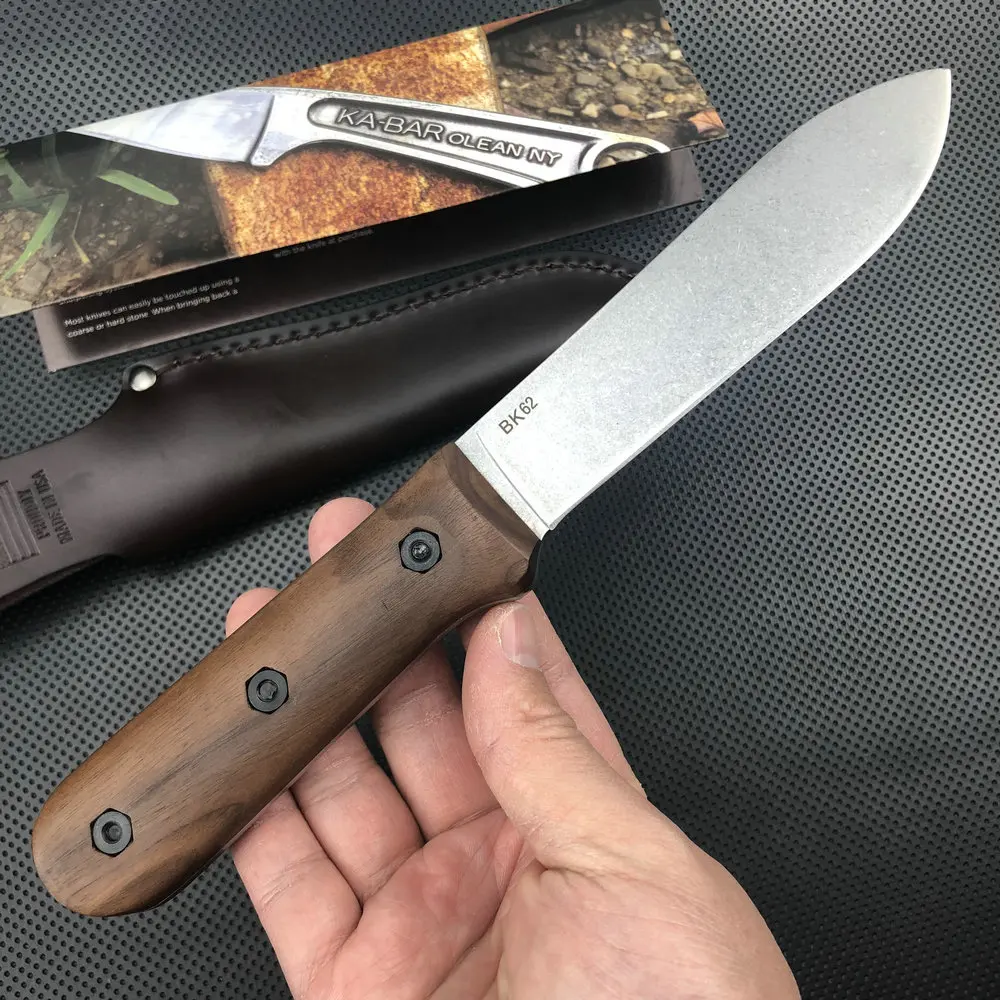 Trskt BECKER KEPHART BK62 Hunting Knife,Nordic Classic Outdoor Knife Survival Knives,Rescue Knives Wood Handle + Leather Sheath