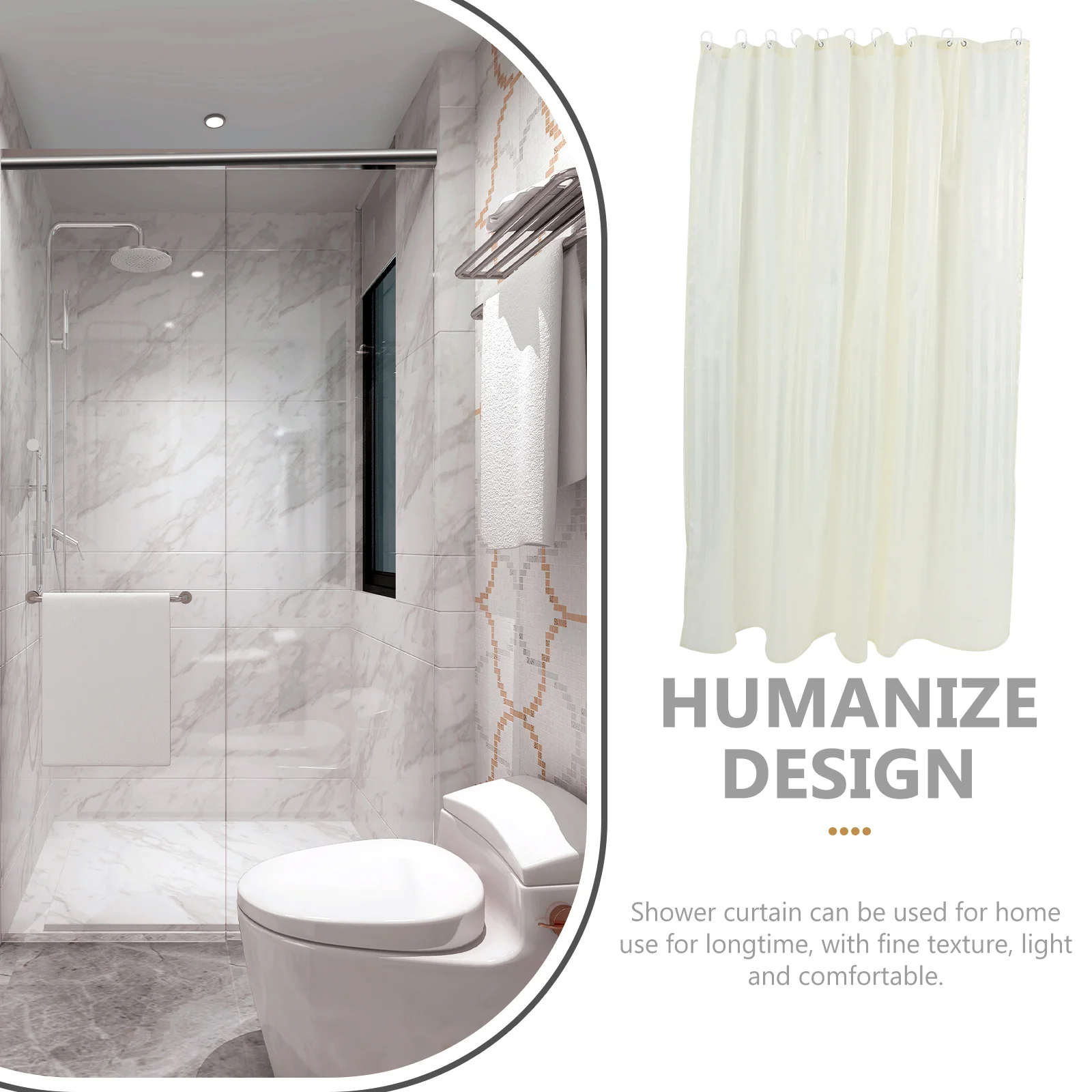 

Waterproof Shower Curtain Striped Hanging Bathroom Divider Washable Shower Curtain with Hooks Home Bath Accessory