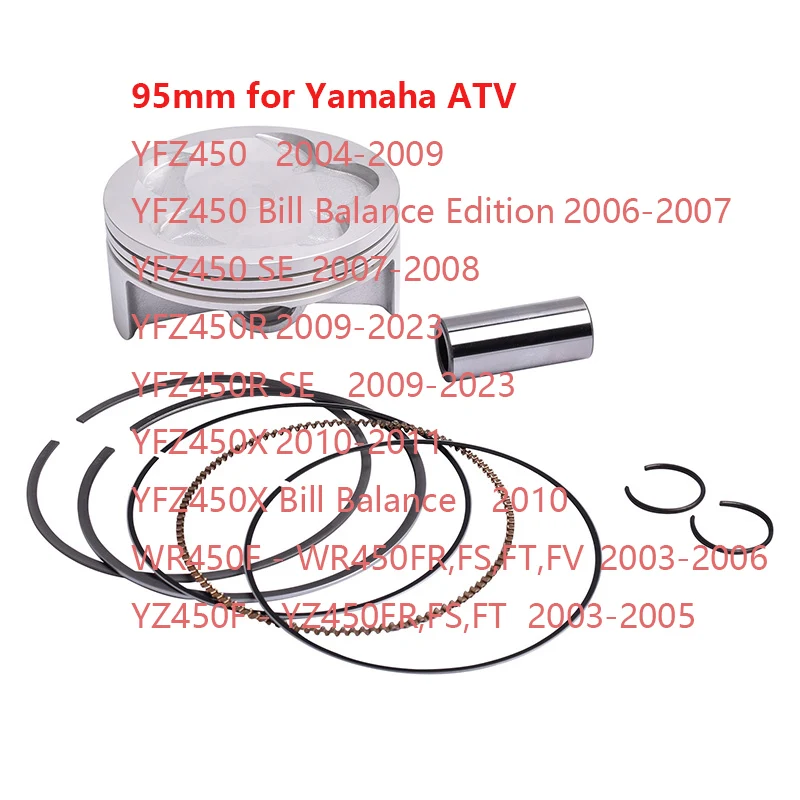 

Moto Ring Set Piston 95mm for Yamaha ATV YFZ450 YFZ 450 YFZ450R YFZ450X SE Bill Balance WR450F YZ450F 2004-2023 5TG-11631-12-00