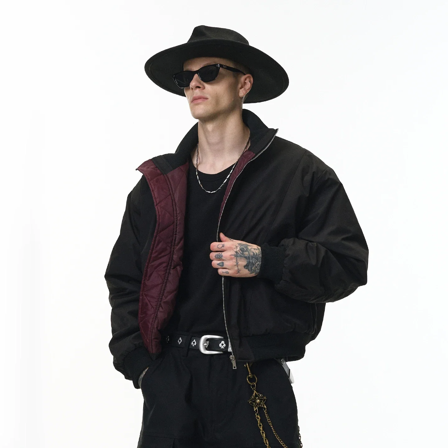 

Men Stand Collar Bomber Jacket Winter 2025 Cleanfit Deconstructed Design Streetwear Padded Coat