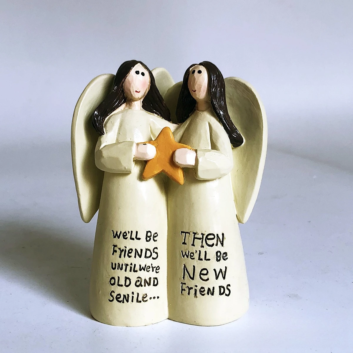 New Angel Picking Flowers Celebrating Friendship Resin Sculpture Home Crafts Resin Ornament Decoration