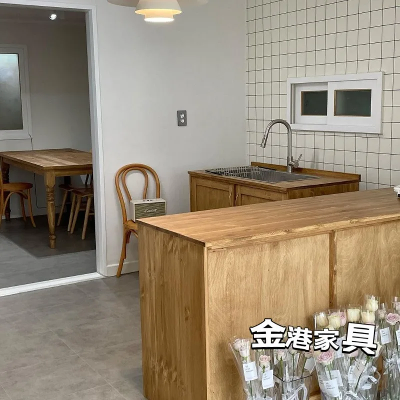 Solid wood checkout page Clothing shop Bar Flower shop Display checkout page Bread coffee shop Operator Nakajima counter
