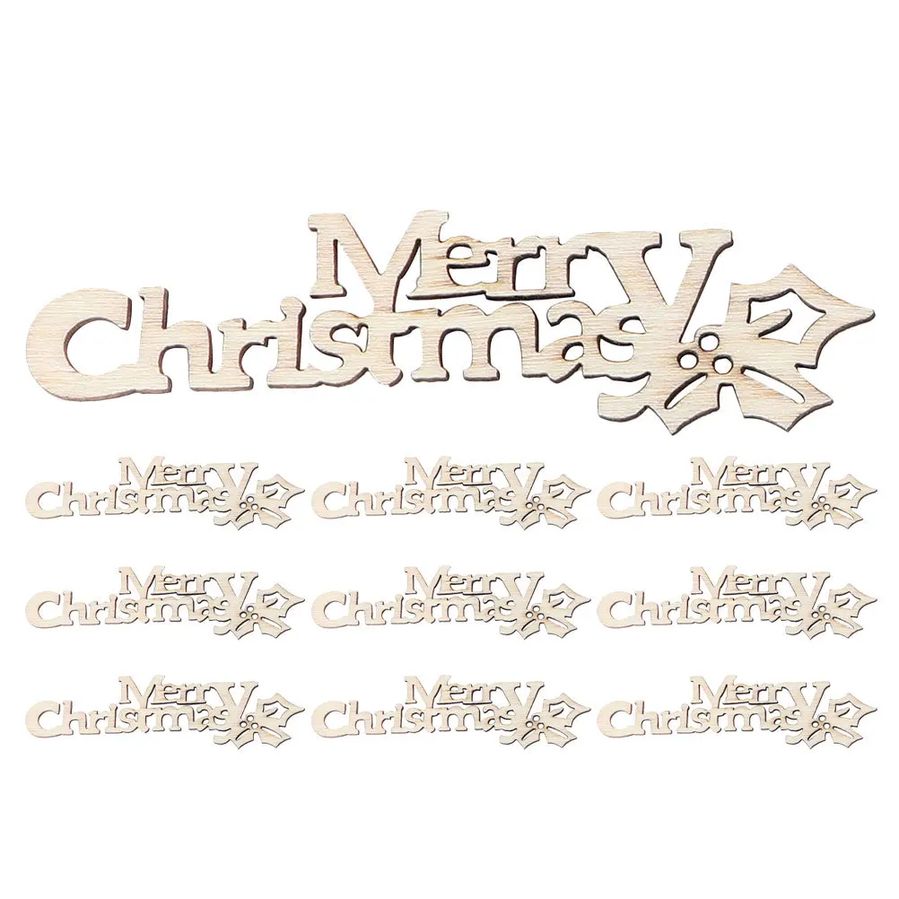 

10Pcs Merry Christmas Wooden Cutout Unfinished Wood Slices DIY Painting Ornaments Holiday Scrapbooking Crafts Blank Xmas Tags