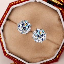 Huitan Exquisite 8 Claw Setting CZ Stud Earrings for Women Silver Color Crystal Earrings Simple and Elegant Female Ear Jewelry