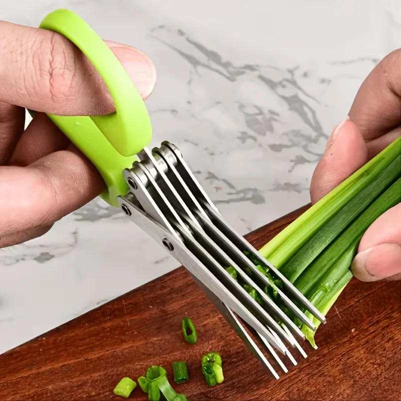 Muti-Layers Kitchen Scissors Stainless Steel Vegetable Cutter Scallion Herb Laver Spices cooking Tool Cut Kitchen Accessories