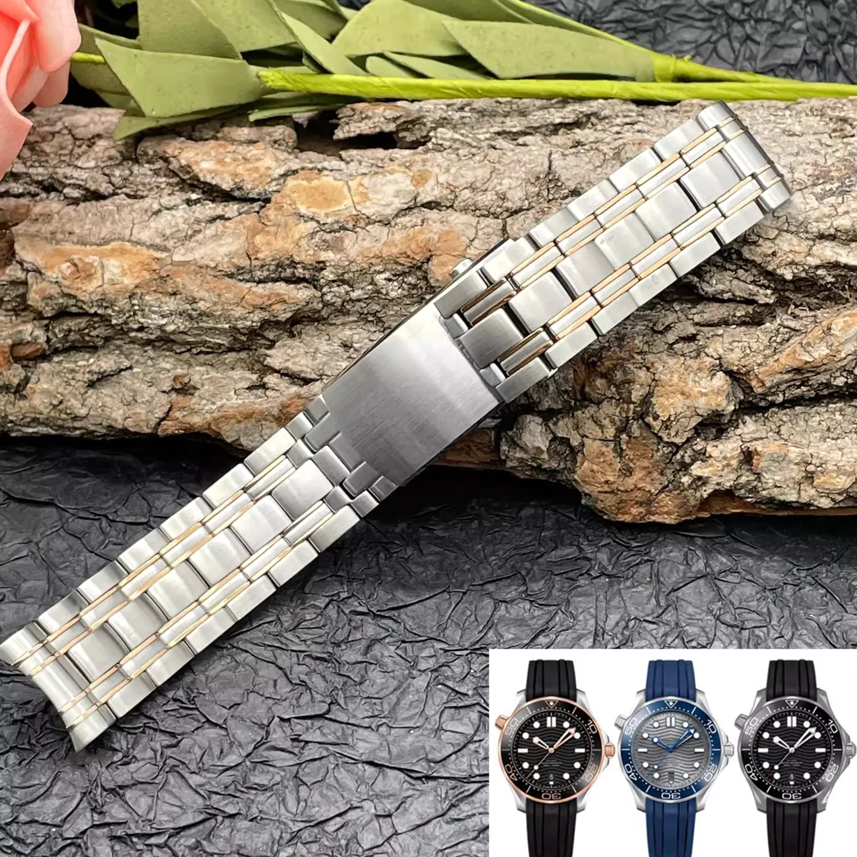 high quality Stainless Steel Watch Band For New Seamaster DIVER 300M Strap Calibre For Omega Movement Watchband Push Buckle