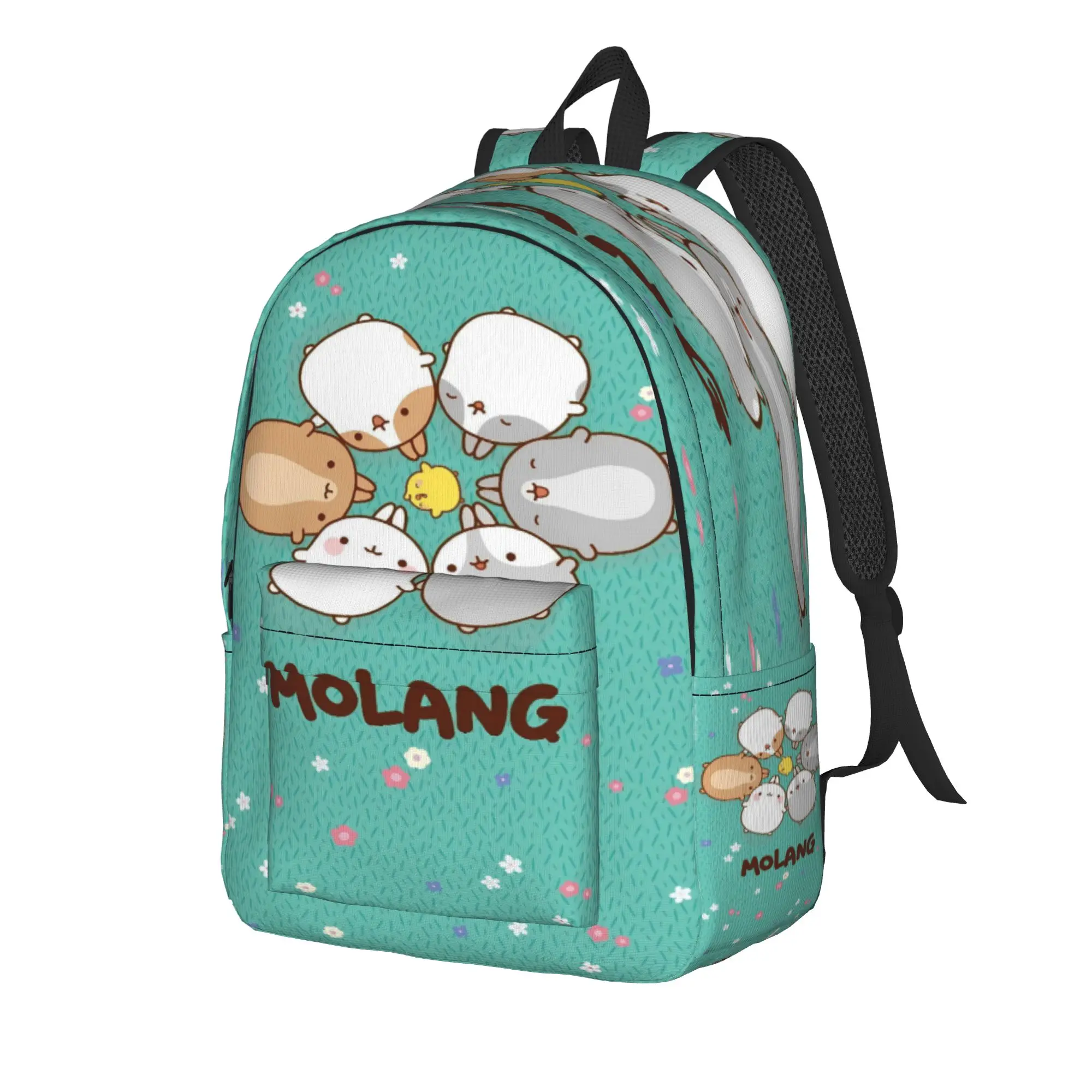 Molang Funny Cartoon Backpack Teen  Durable Backpacks Polyester Kawaii High School Bags Workout Colorful Rucksack