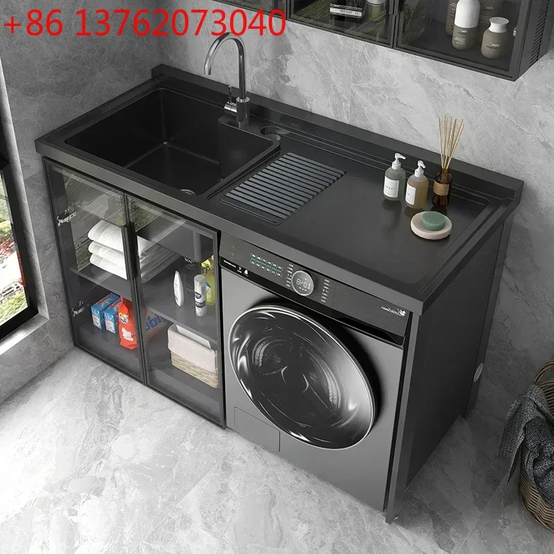 

Alumimum Wash Wardrobe Integrated Basin Cabinet Balcony Washing Machine Companion Sink
