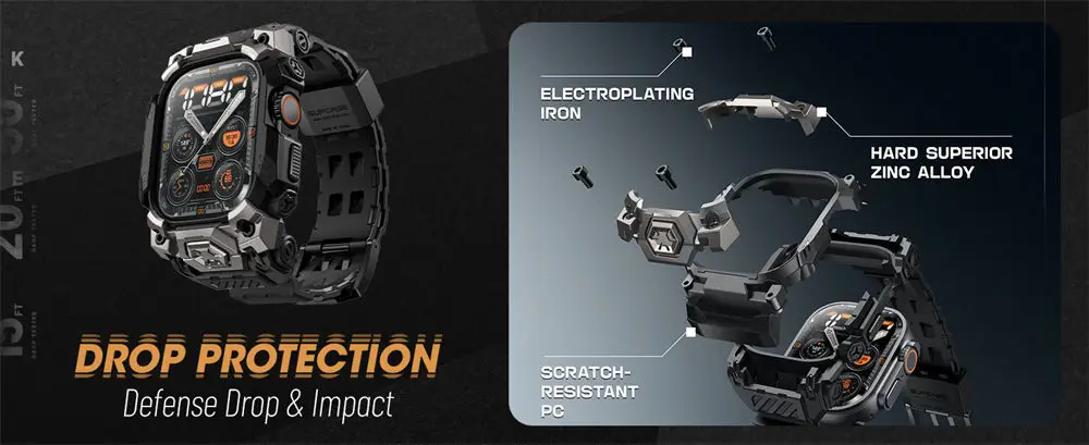 For Apple Watch Ultra 4/3/2/1 Case 49mm (2026-2022) SUPCASE UB Erz Robustes Sport-Herren-Stoßstangengehäuse mit verstellbarem Riemenband – Detail 6