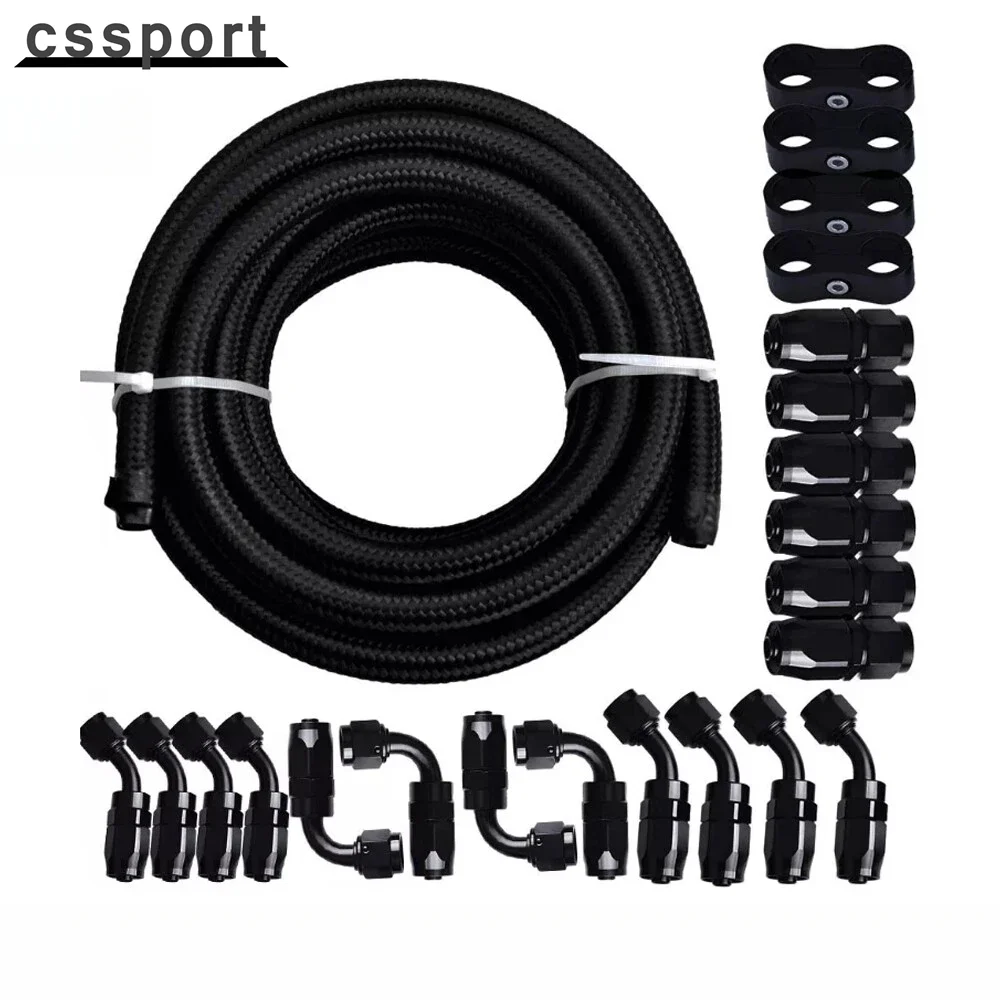 

6AN 10AN 20FT CPE Braided Nylon Fuel Line Kit with Hose End Fittings
