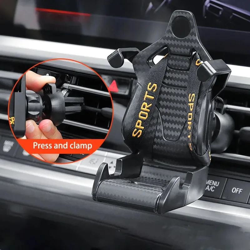 Soporte de teléfono para coche con diseño de asiento de carreras, soporte de montaje con ventosa para teléfono inteligente, soporte de celular móvil para iPhone amsung mi