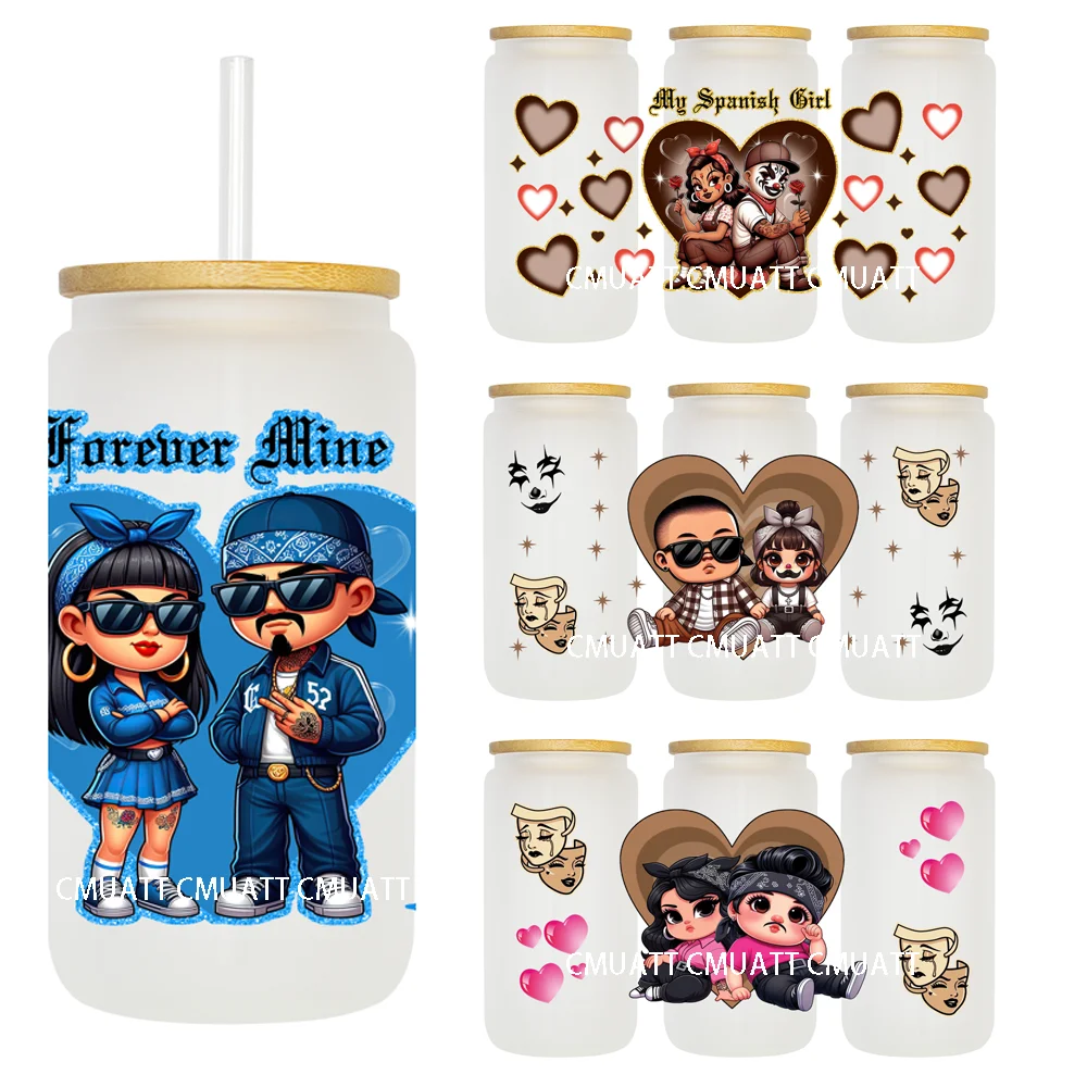 Forever Mine Valentine Couple 16OZ UV DTF Cup Transfer Stickers Custom Labels DIY Durable Waterproof Logo For Libbey Glass Can