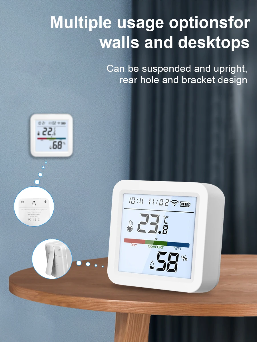 Zigbee lub WiFi czujnik temperatury i wilgotności aplikacja Tuya higrometr termometr podświetlenie inteligentne wsparcie życia Alexa asystent Google — 2