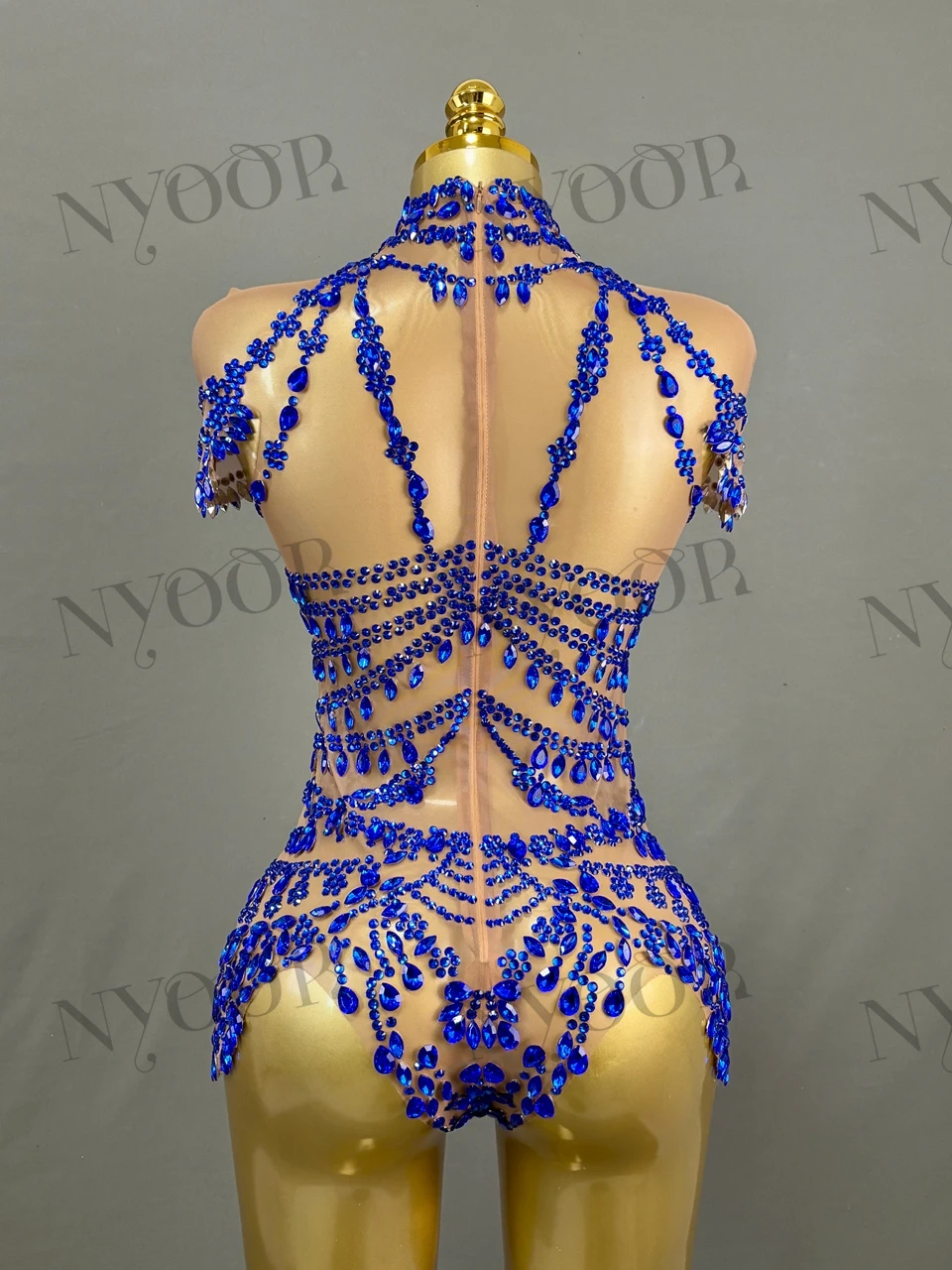 Sparkly Rhinestones Bodysuit Women for Sexy Mesh Transparent Performance Dance Costume Singer Dancer Show Stage Wear Club Outfit view 4
