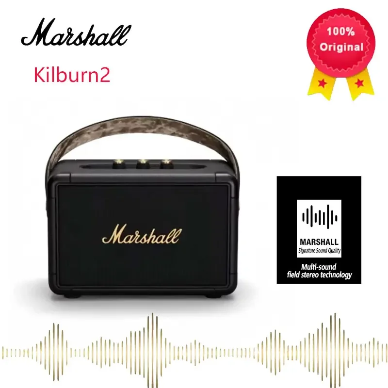 

Портативная беспроводная Bluetooth-колонка Marshall Kilburn 2 с мощными басами, водонепроницаемость IP67, 32 часа работы, для улицы и путешествий