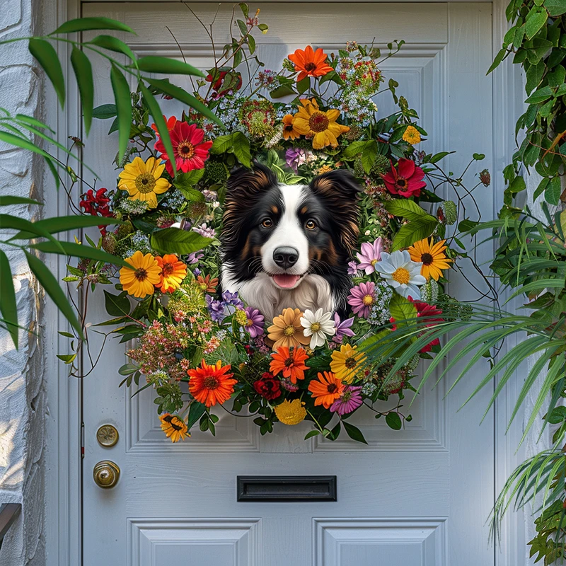 Indywidualne ozdoby dla zwierząt Border Collie - okrągłe aluminiowe obrazy dekoracyjne |   Unikalne nagrobki pamiątkowe dla zwierząt domowych