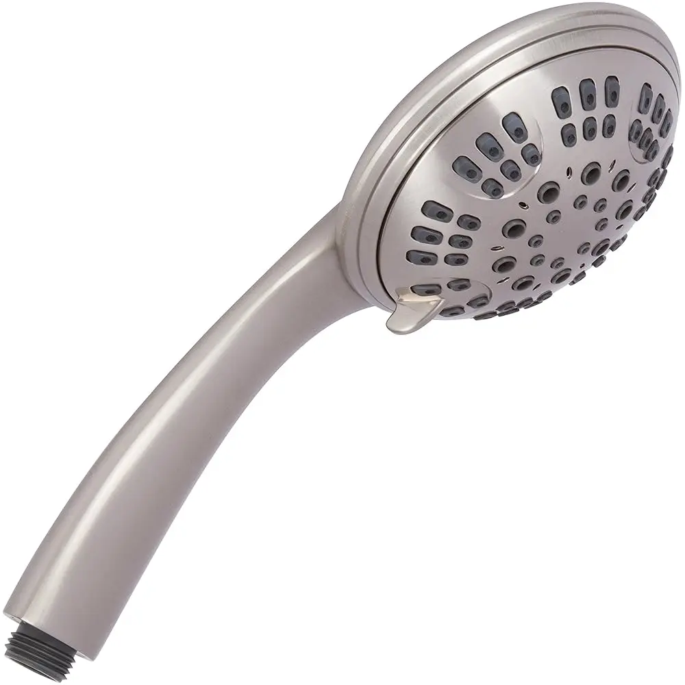 

6 Function Luxury Handheld Shower Head - Adjustable Pressure Rainfall Spray With Removable Nozzle, Brushed Nickel