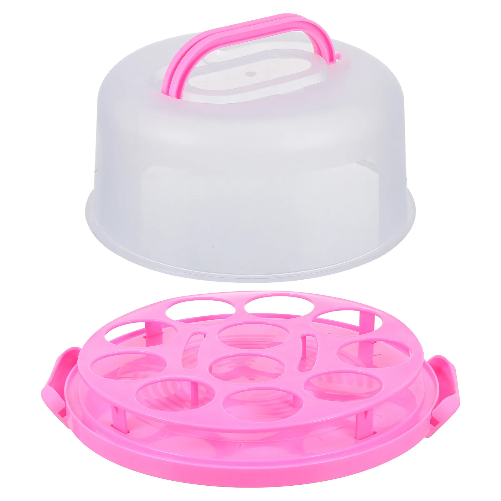 

1Pcs PP Reusable Transparent Cake Box Locking Lid Portable Handle Cake Carrier for Baking Food Storage and Cupcake