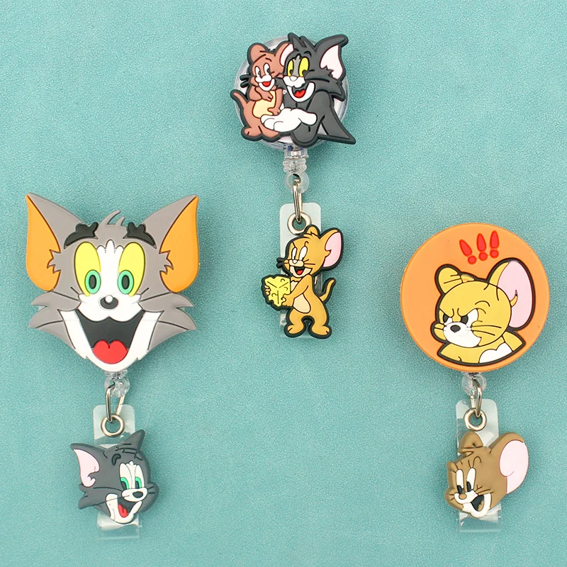 Funny Cat Mouse Double Head Style Badge Reel Nurse Enfermera ID Holder Girl Boy Retractable Name Card Holder Accessory