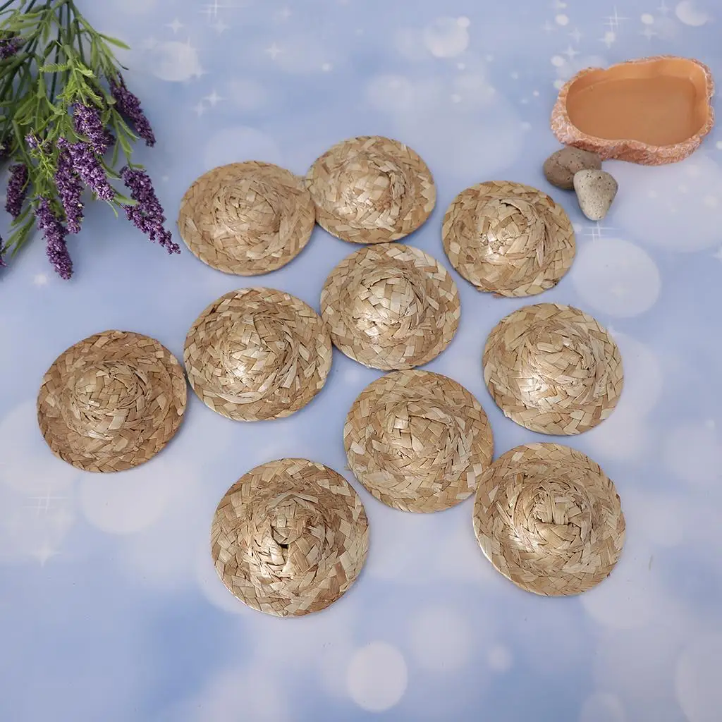 

10 шт., винтажная круглая вязаная соломенная кукла-котелок, головной убор, костюм, одежда