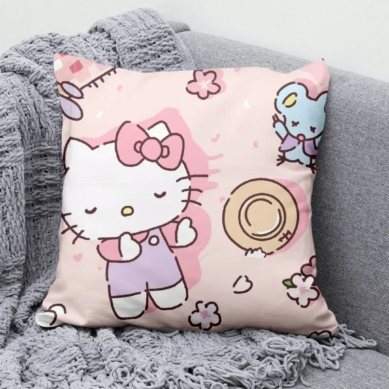 Sanrio Hello Kitty Cute Cartoon Toy Cushion Cover Pillowcase Kawaii Pillowcase Bedroom Sofa Decorative Gift for Girl