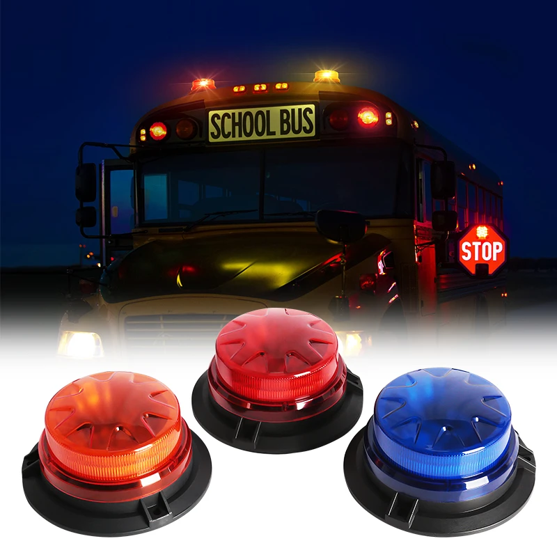 Beacon Emergency Strobe Warning Flash Lights Led with Magnet For Trucks Cars Bus Forklift Ceiling Red Orange Blue 12V-24V