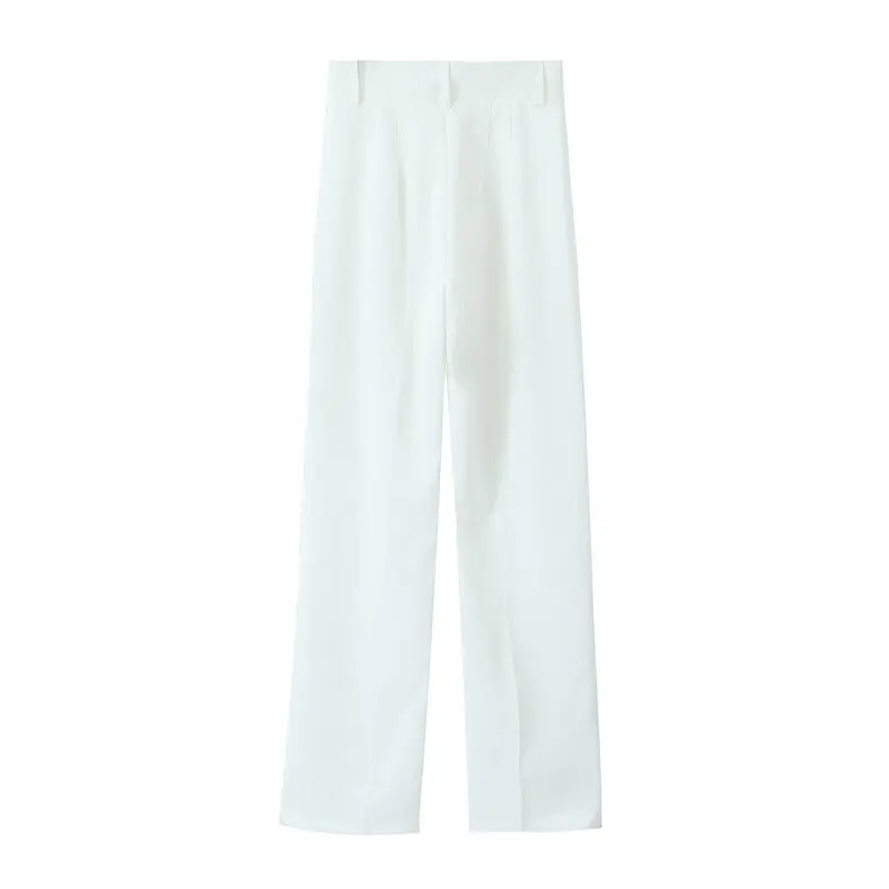 Afslankende, faionable broek met rechte pijpen en hoge taille Dames lente zomer nieuwe collectie Veelzijdige casual broek van polyestervezel