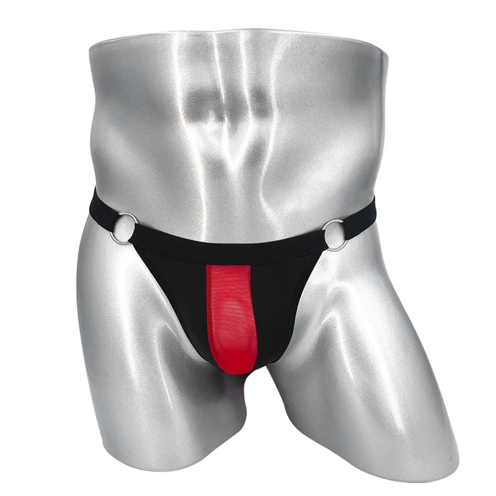 1pc Sexy Men's Breathable Mesh Bulge Pouch G-strings T-back Thongs Briefs Elastic Underwear Low Rise Man Panties