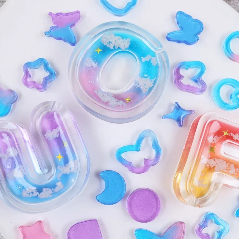 Moule en silicone en résine UV pour bricolage, goutte de cristal, colle, amour, papillon, lune, sable, NING