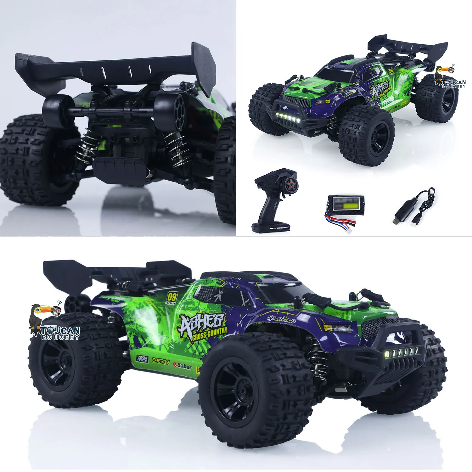 

1/18 SCY 18101 ПВХ RC Monster Truck Металлическое шасси Независимая подвеска Светодиодный светильник Внедорожный автомобиль для хоббистов Гонки