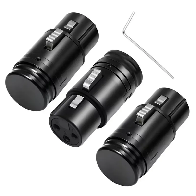 Christmasa93p XLR Adapter 3PCS 3 Pin 90 Degree Rotatable XLR Female Connector For DIY Microphone Audio Cables