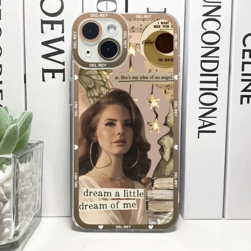 Lana Del Rey Phone Case Telefoon For IPhone 14ProMax 13 14 12 11 Pro Max Mini Transparent Angel Eyes Cover