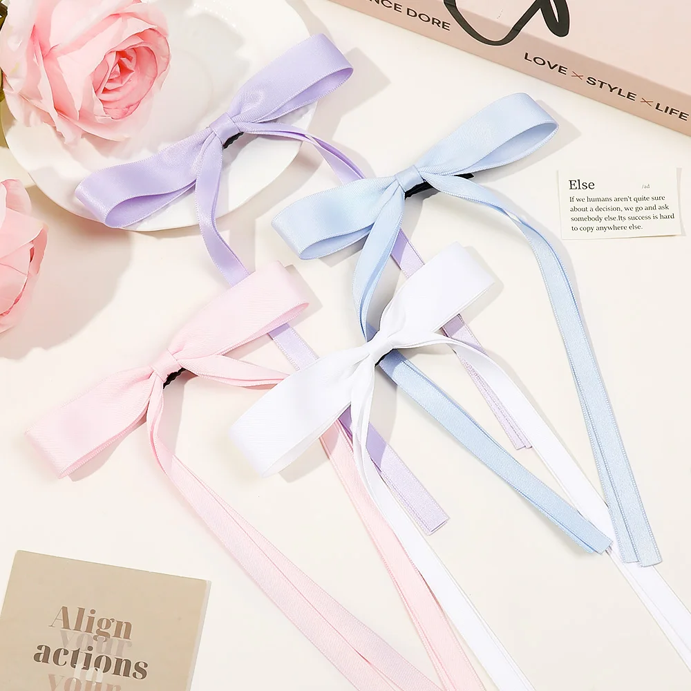 Sweet Large Ribbon Bow Hair Clip Trendy Long Ribbon Hairpins Barrettes Headband For Women Girl Hair Accessories Wedding Jewelry