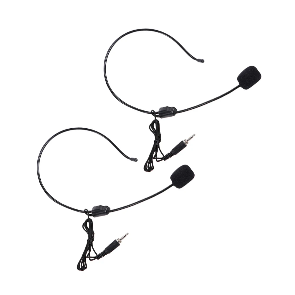 

2PCS Compact Lightweight Portable Headset Microphone for Speaker Voice Amplifier Clear Recording Bendable Arm Black