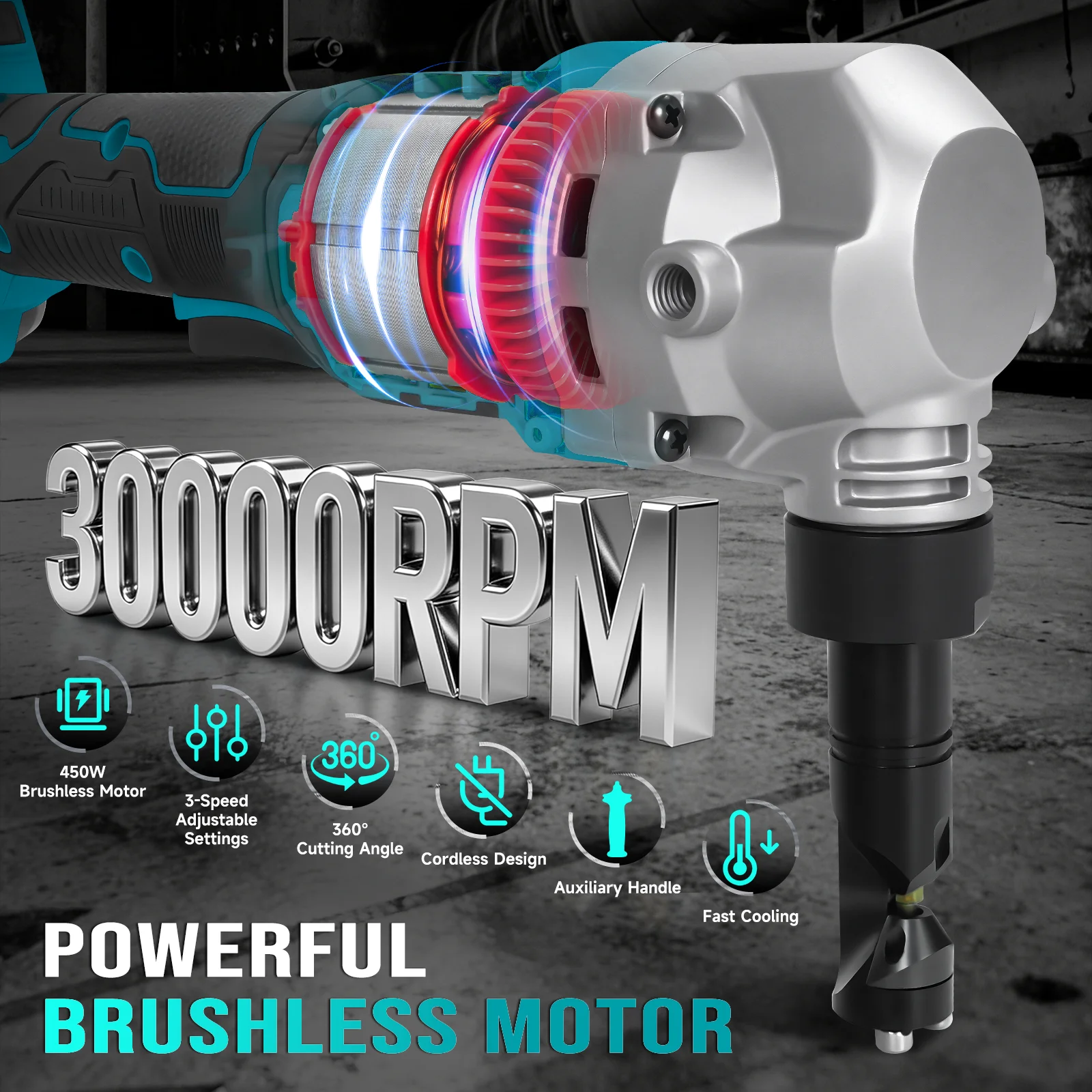 Cordless Metal Nibbler 30000RPM Brushless Metal Cutter 3 Variable Speed Electric Nibbler For Makita 18V Battery Pin