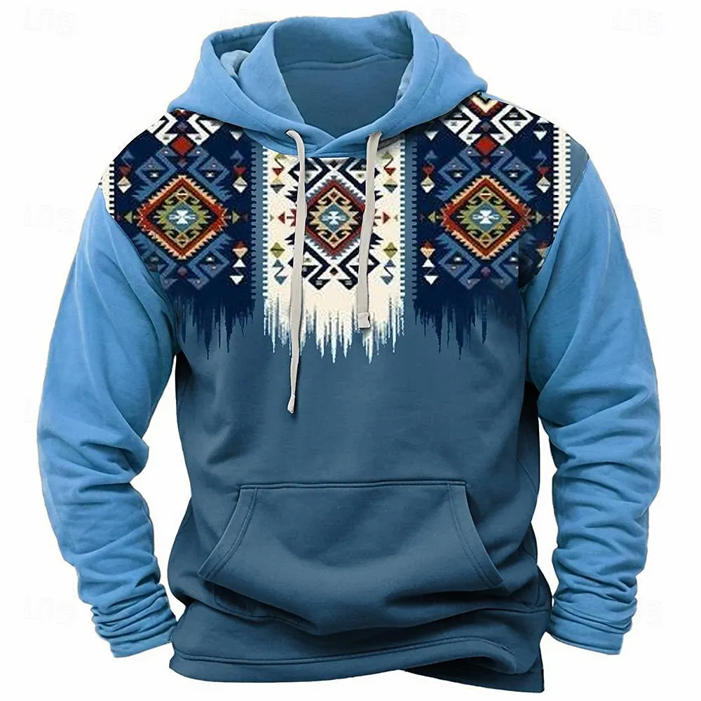 Mens retro tribal style mens hoodedsweatshirt,spring and autumn new loose fitting pullover,street wear,fashionable oversized top