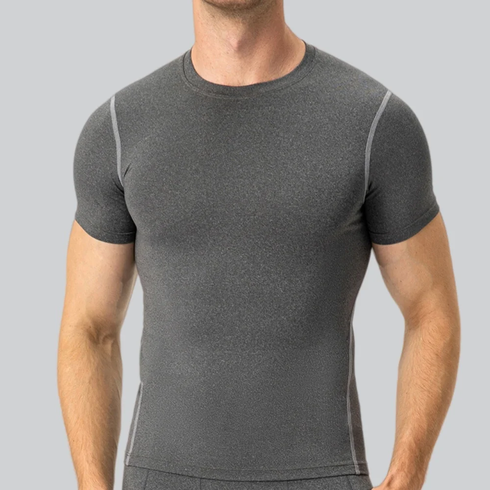 Men Fitness T-shirt Stretch Breathable Running Workout Quick Dry Sweatshirt Gym Clothing Men's Outdoor Sports Short Sleeve Tops