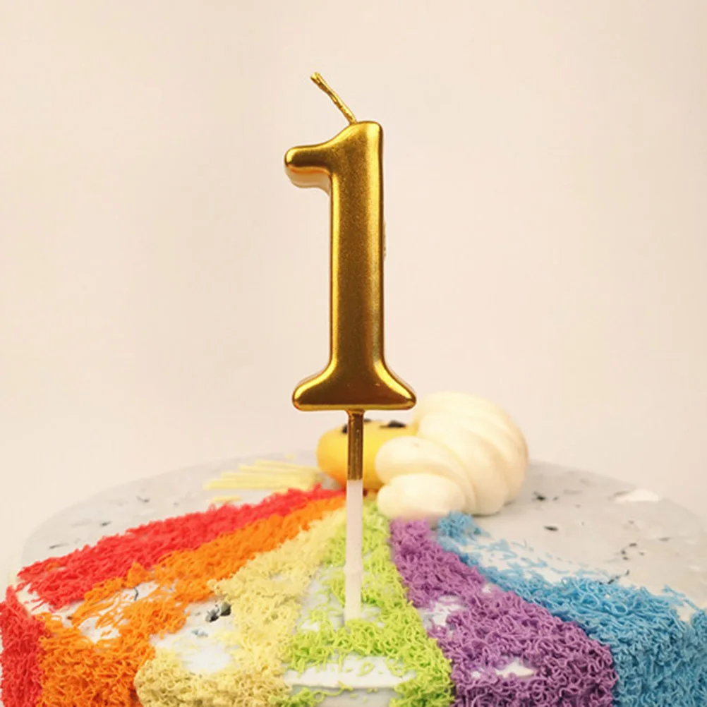 

1 Gold Glitter Smokeless Wax Happy Birthday Cake Topper Party Decoration Number Candles For Cakes Birthday Number Candles