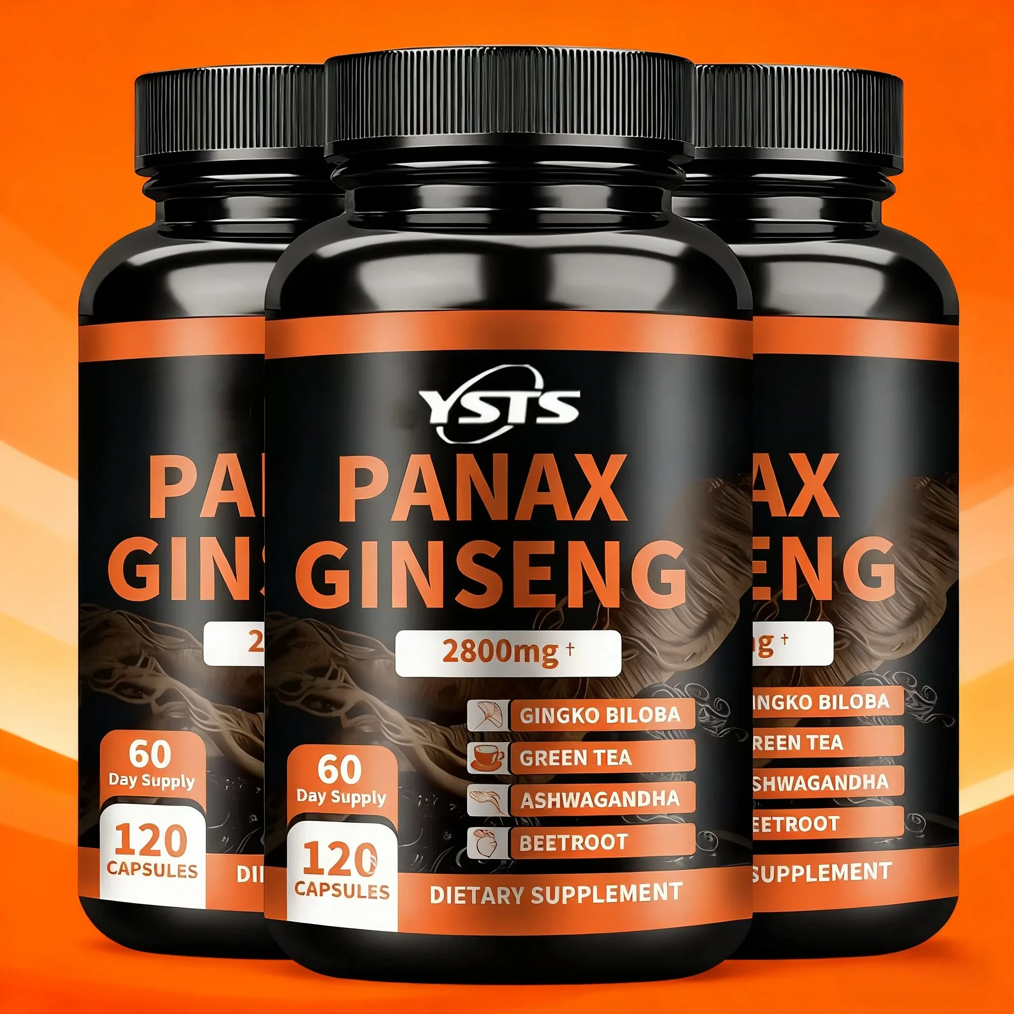 Panax Ginseng Capsules - Helps with Energy, Performance, Stress Relief, and Supports Physical and Mental Health